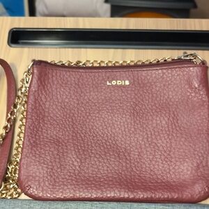 Lodis Emily 5-in-1 convertible bag in a Burgundy Pebble Leather